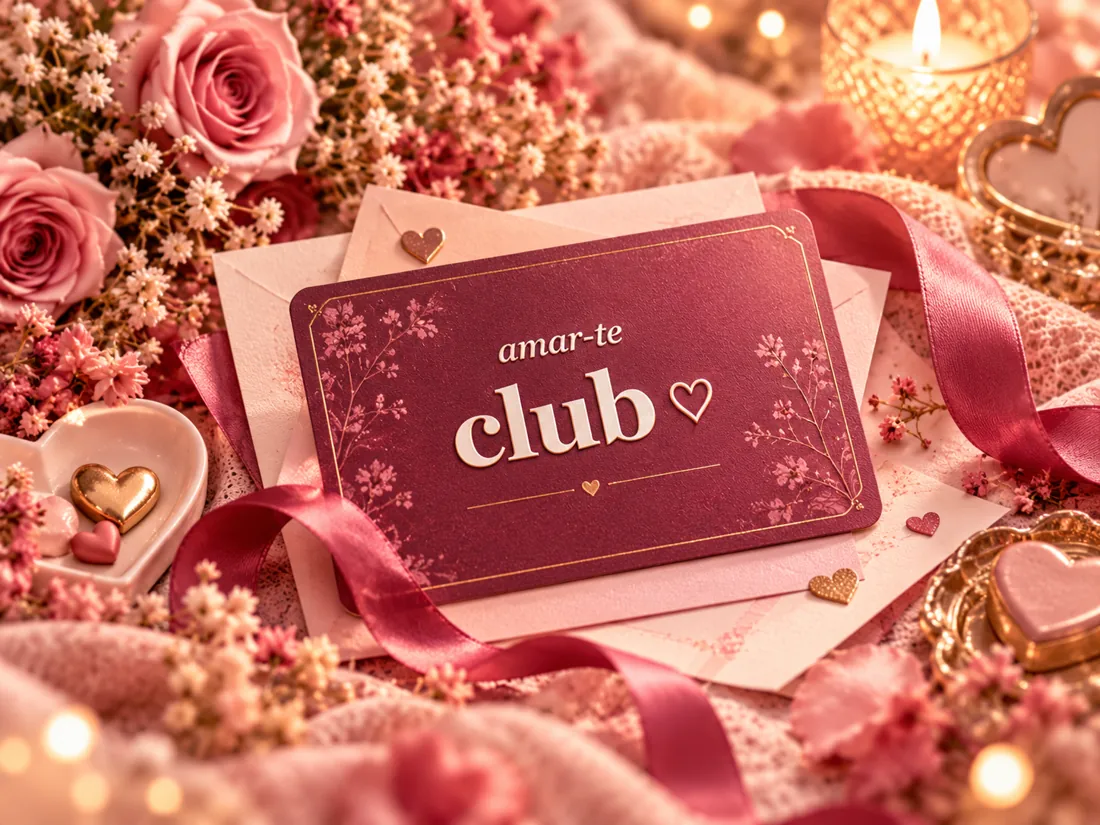 Cartão Amar-te Club com corações e flores